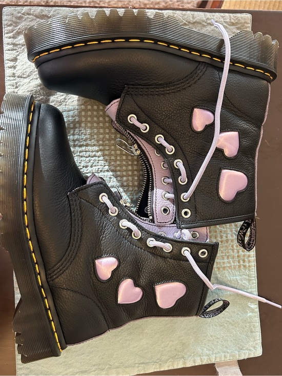 Dr. Martens Shoes - Dr Martens 1460 Purple Hearts Virginia Boots Satin Lace Up women’s 7
